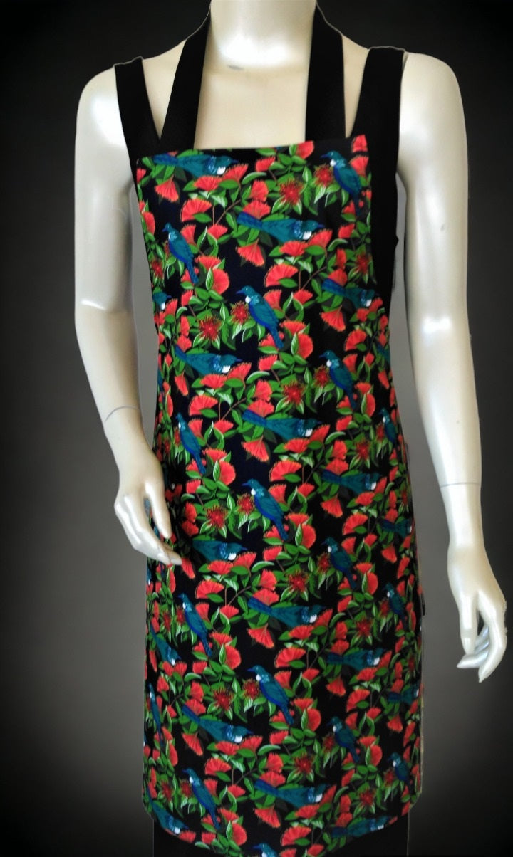 Adult Apron Kiwiana Tuis and Pohutukawas