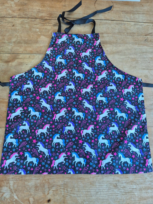 Children's Apron Unicorn Black Sparkly
