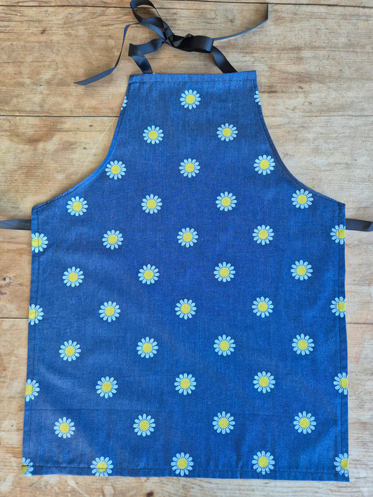 Children's Apron daisy on denim